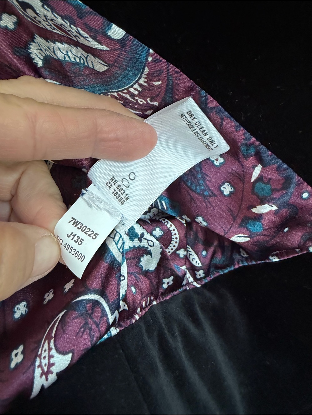 Lucky Brand Black Velvet Jacket with Blue Floral Embroidery liner - Picture 4 of 7